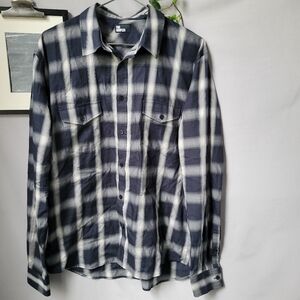 NEW The Kooples Checked Plaid Button Front Dress Casual Dress Shirt Black Gray S